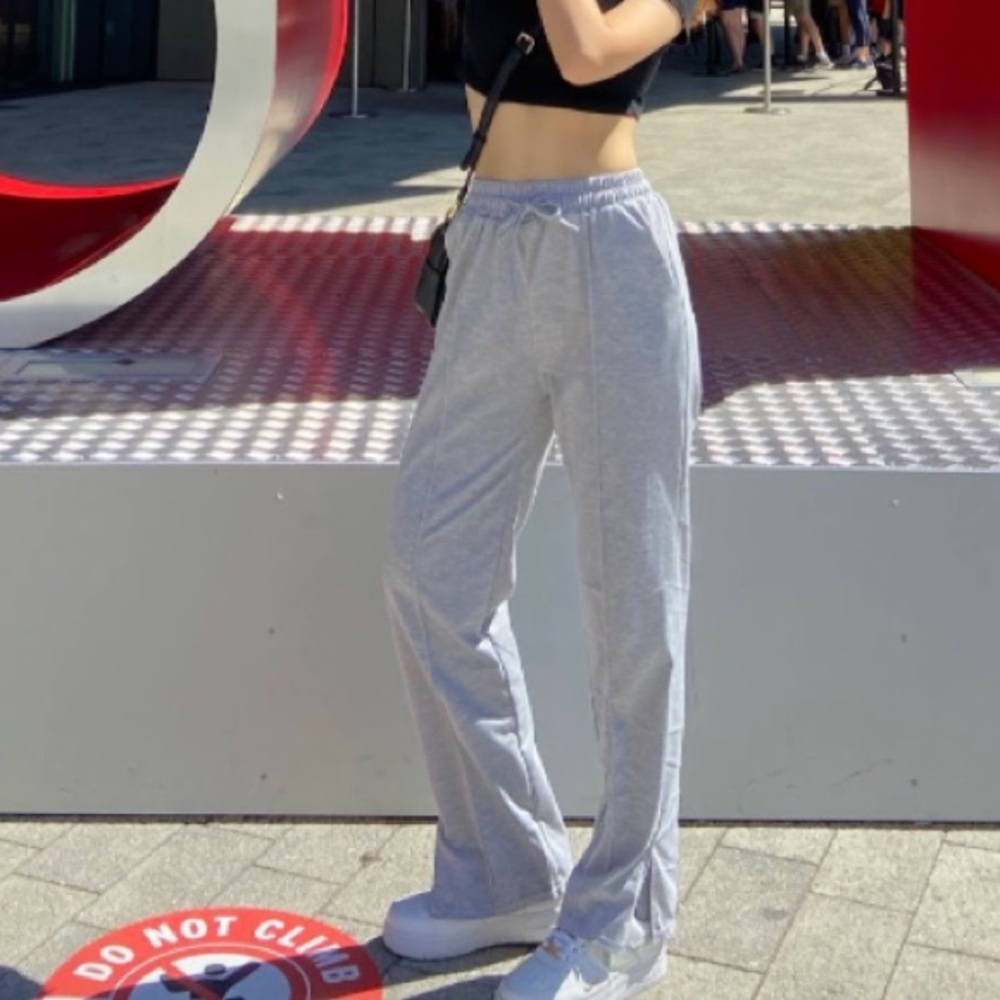 Gray Wide Leg Sweatpants